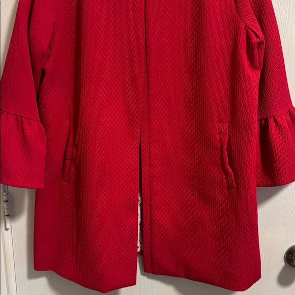 ELLE Textured Bell Sleeve Jacket Floral Appliqué Button Women’s XL Collarless - Picture 3 of 16